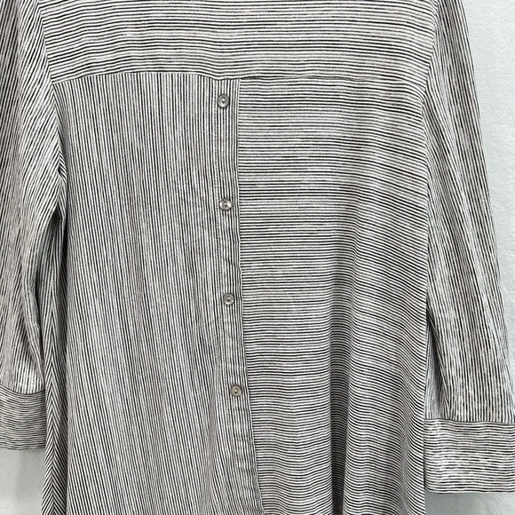 Joseph Ribkoff Tunic Top Womens 14 Striped Button Mother of Pearl Asymmetrical - Picture 8 of 9